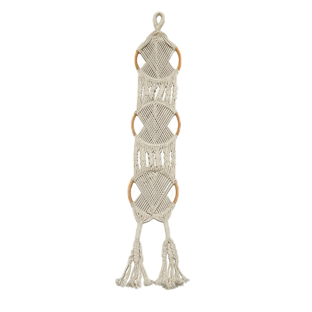 Macrame Wall Hanging Plant Hanger Cotton Cord Rope
+ Wood Hoops Farmhouse Boho